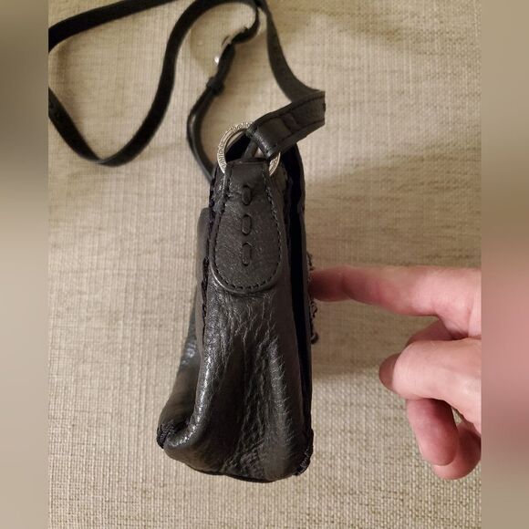 Brighton Jeweled Front Pebbled Leather Crossbody Purse - Picture 7 of 15